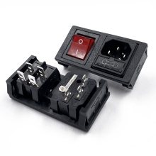 JEC JR-101-1FSC-03 C14  male on-off connector socket IEC power switch plug with fuse holder